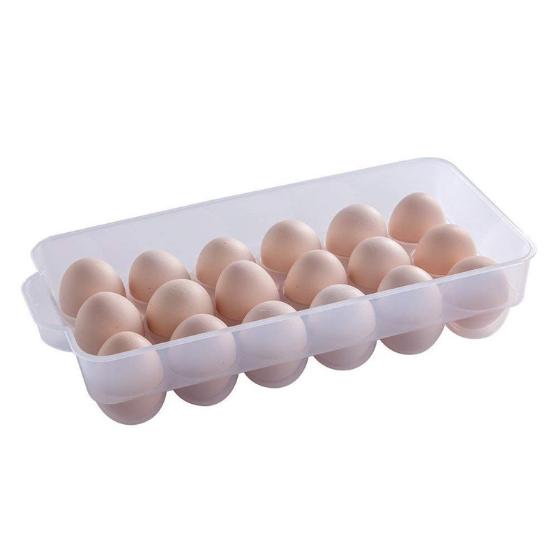 GETKO WITH DEVICE Plastic Single Layer 18 Grid Egg Storage Box for Refrigerator Storage Container Clear - Image 3