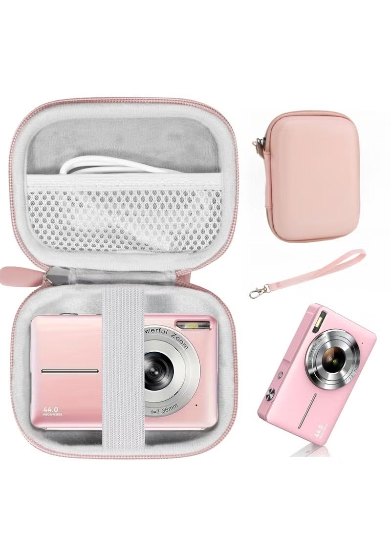 Daxiongmao CCD digital camera bag, can store SD card, spare battery, etc., suitable for CCD digital camera, travel portable cute small camera bag (pink) - Image 1