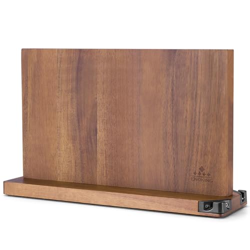 ENOKING 15.2" Extra Large Magnetic Knife Block with Dual Sharpeners, Acacia Wood Knife Holder & Display Stand with Strong Magnets - Image 1
