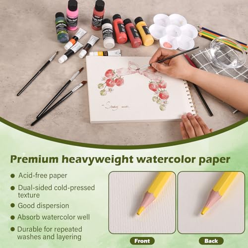 Qlmhudaim 5x7.5 Inch Spiral Watercolor Paper Pad - 30 Sheets 140lb/300g Acid-Free Artist Paper | Tear-Line Perforated Pages for Framing & Mixed Media |Watercolor, Art Journaling (Adults, Students, Travel) - Image 5