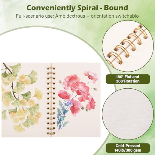 Qlmhudaim 5x7.5 Inch Spiral Watercolor Paper Pad - 30 Sheets 140lb/300g Acid-Free Artist Paper | Tear-Line Perforated Pages for Framing & Mixed Media |Watercolor, Art Journaling (Adults, Students, Travel) - Image 4