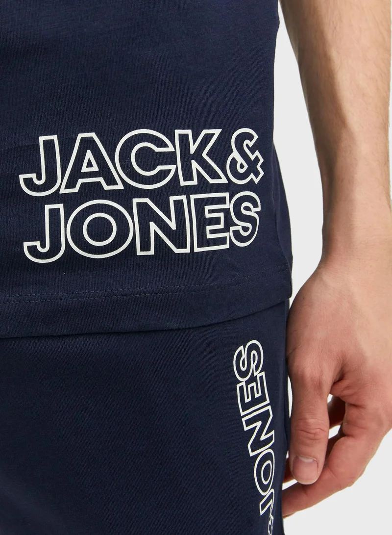 JACK & JONES Logo Crew Neck T-Shirt & Shorts
