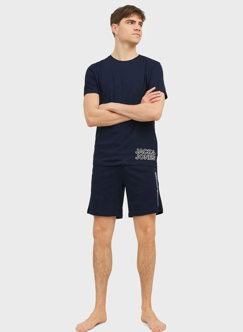 JACK & JONES Logo Crew Neck T-Shirt & Shorts
