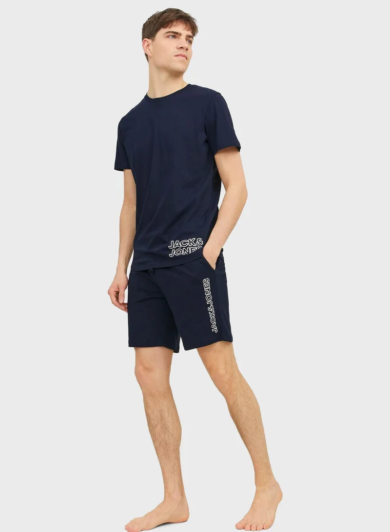 JACK & JONES Logo Crew Neck T-Shirt & Shorts
