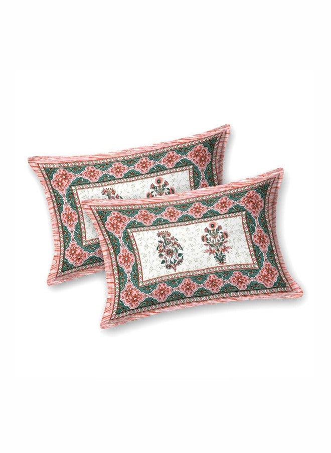 CLOTHOLOGY مجموعة ملاءات سرير كينغ من CLOTHOLOGY بتصميم زهور أحمر وأخضر 180 TC - 2.75 م × 2.25 م - Image 4