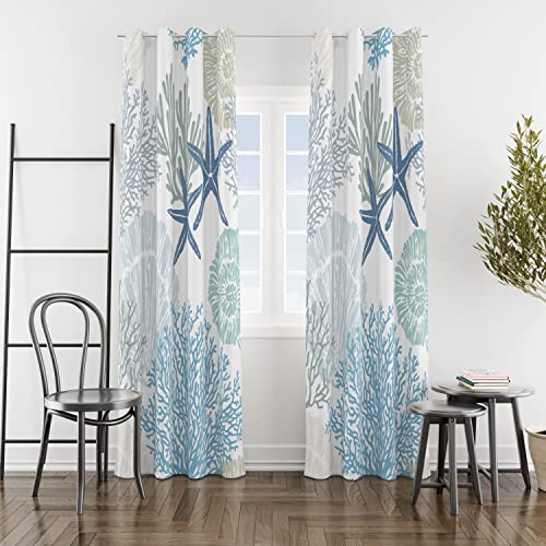 Tritard Coastal Window Curtains Grommet Drapes Nautical Beach Themed Thermal Insulating 50% Light Blocking Privacy Curtain for Living Room, Bedroom 2 Panels Set, 52x84 Inches - Image 2