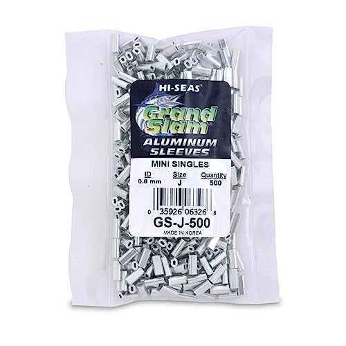 HI-SEAS Grand Slam Aluminum Sleeves, 0.8 mm ID, use with 50 lb / 22.6 kg mono, 500 pc - Image 1
