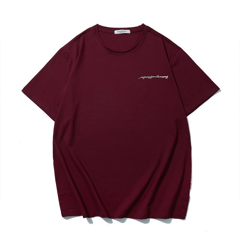 T6178 | Plus size men''s summer new round neck T-shirt men''s simple loose trendy gilding letter printed short sleeve - Image 1