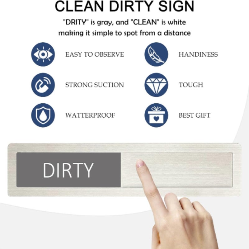 Dishwasher cleaning status magnetic sign  Silver - Image 2