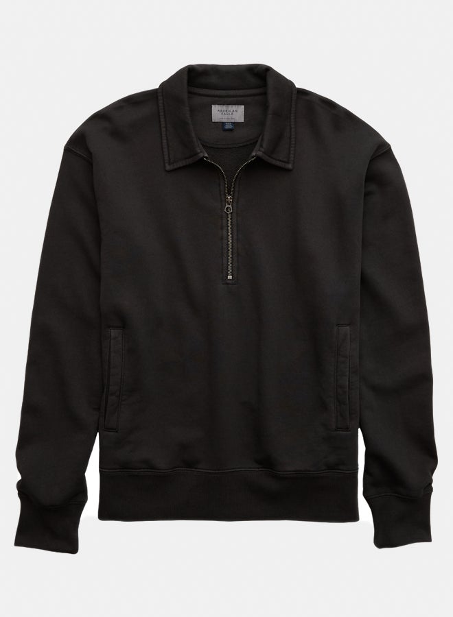 American Eagle AE Quarter-Zip Polo Collar Sweatshirt  - Image 4