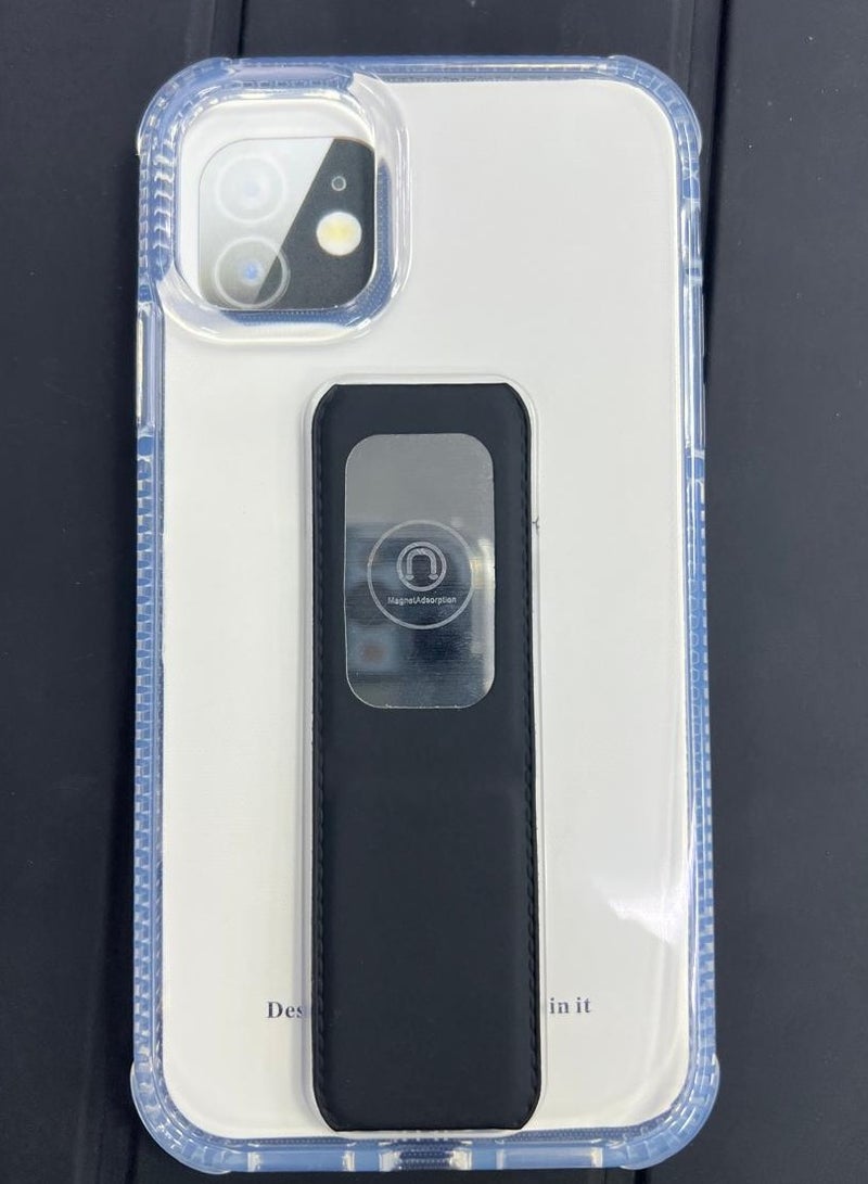 Transparent protective case for iPhone 11 with built-in magnetic grip
