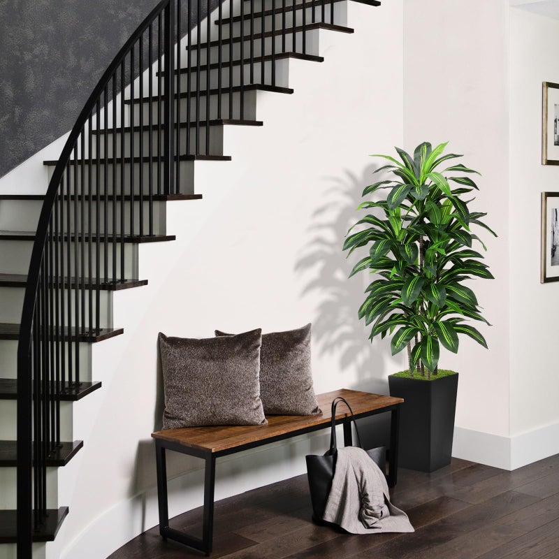 ASTIDY Artificial Dracaena Tree 5FT - Fake Tree with Black Tall Planter - Faux Yucca Tall Fake Floor Plant in Pot - Artificial Plant for Home Office Living Room Decor Indoor - Image 2