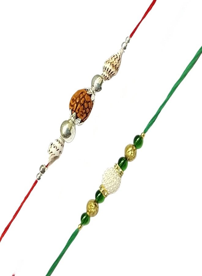 Krishna Rakhi for brother bhaiya kids designer rakhi for rakshabandhan with shankh, Rudraksha and fancy glass beads envoirnment eco friendly combo set - Image 2