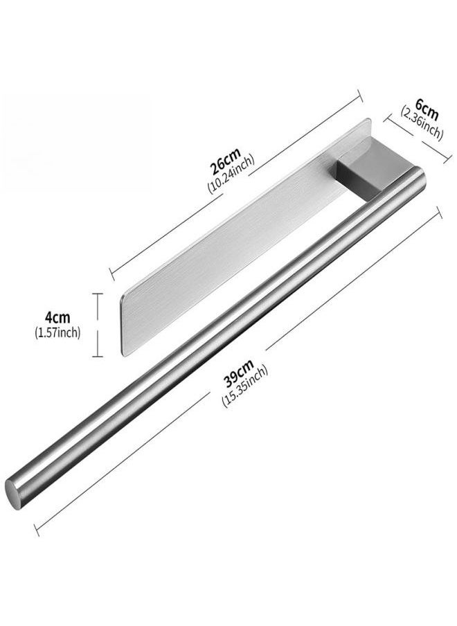 WAOKN Brushed Stainless Steel Single Rod Towel Rack, 304 Stainless Steel Single Layer Bath Towel Rack Wall Mounted Brushed Silver  - Image 4