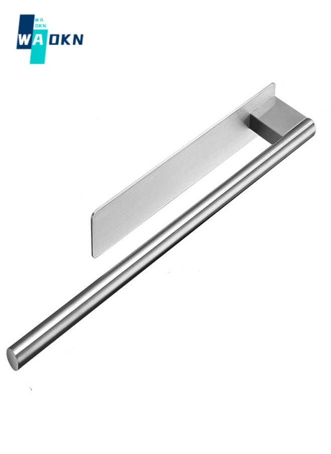 WAOKN Brushed Stainless Steel Single Rod Towel Rack, 304 Stainless Steel Single Layer Bath Towel Rack Wall Mounted Brushed Silver  - Image 1