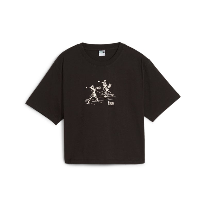 PUMA TEAM Womens Black Relaxed T-shirt - Image 4