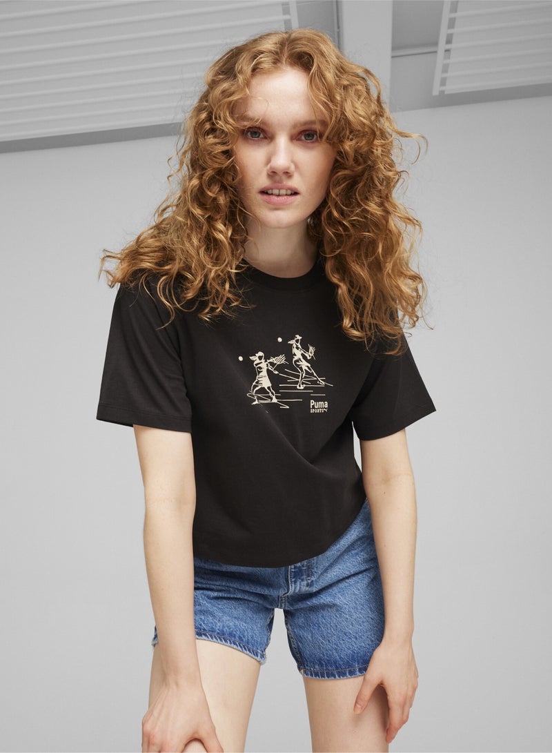 PUMA TEAM Womens Black Relaxed T-shirt - Image 1