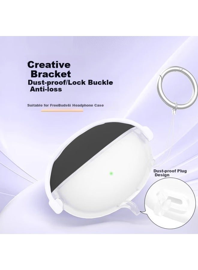 Chuangsi Mi Creative Thinking Silicone Case With Buckle For Huawei Freebuds 6i, Simple And Stylish Bluetooth Earphone Cover, Anti-drop And Anti-lost Semi-transparent Black - Image 1