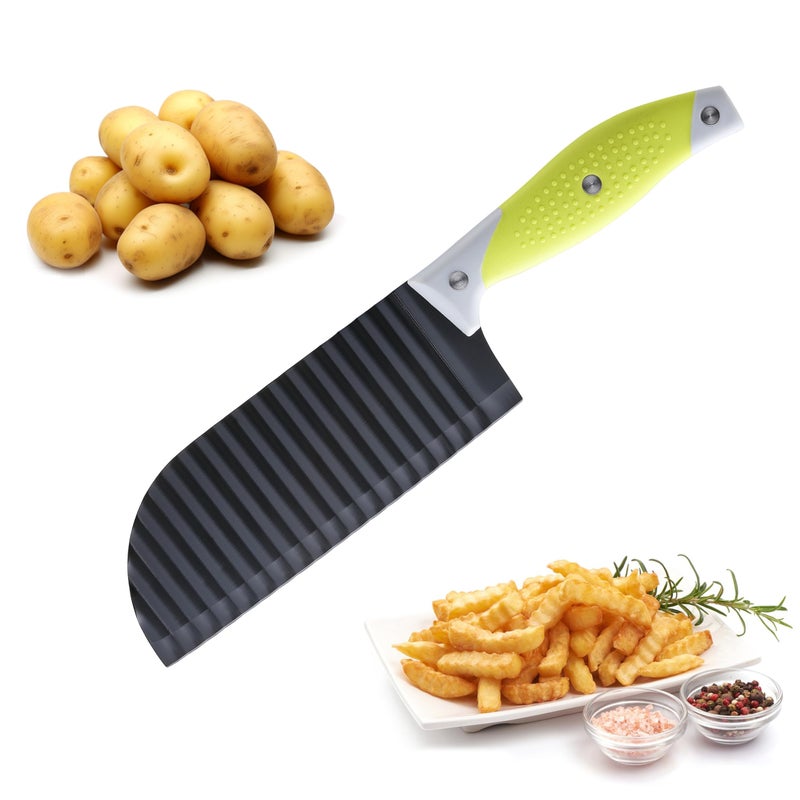 VRUIFA French Fry Cutter for Wave Fries, Crinkle Cutter for Veggies, Potatoes, Cucumber, Carrot and Fruit, with Non-slip Handle, Dishwasher Safe - Image 1