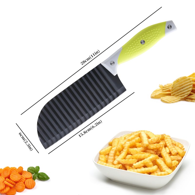 VRUIFA French Fry Cutter for Wave Fries, Crinkle Cutter for Veggies, Potatoes, Cucumber, Carrot and Fruit, with Non-slip Handle, Dishwasher Safe - Image 2