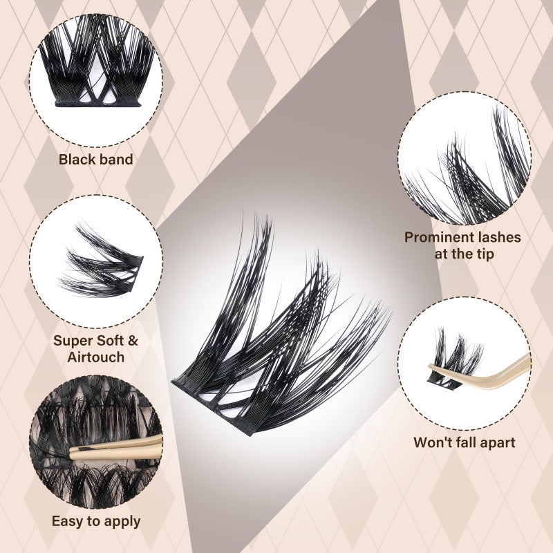 JMS&JMS Flaunt Lash Clusters Kit Flora Lash Extension Kit CC Curl Individual Lashes Eyelash Extension Kit with Lash Bond and Seal, Lash Remover, Lash Tweezers at Home (Flora-8-18mix) - Image 2