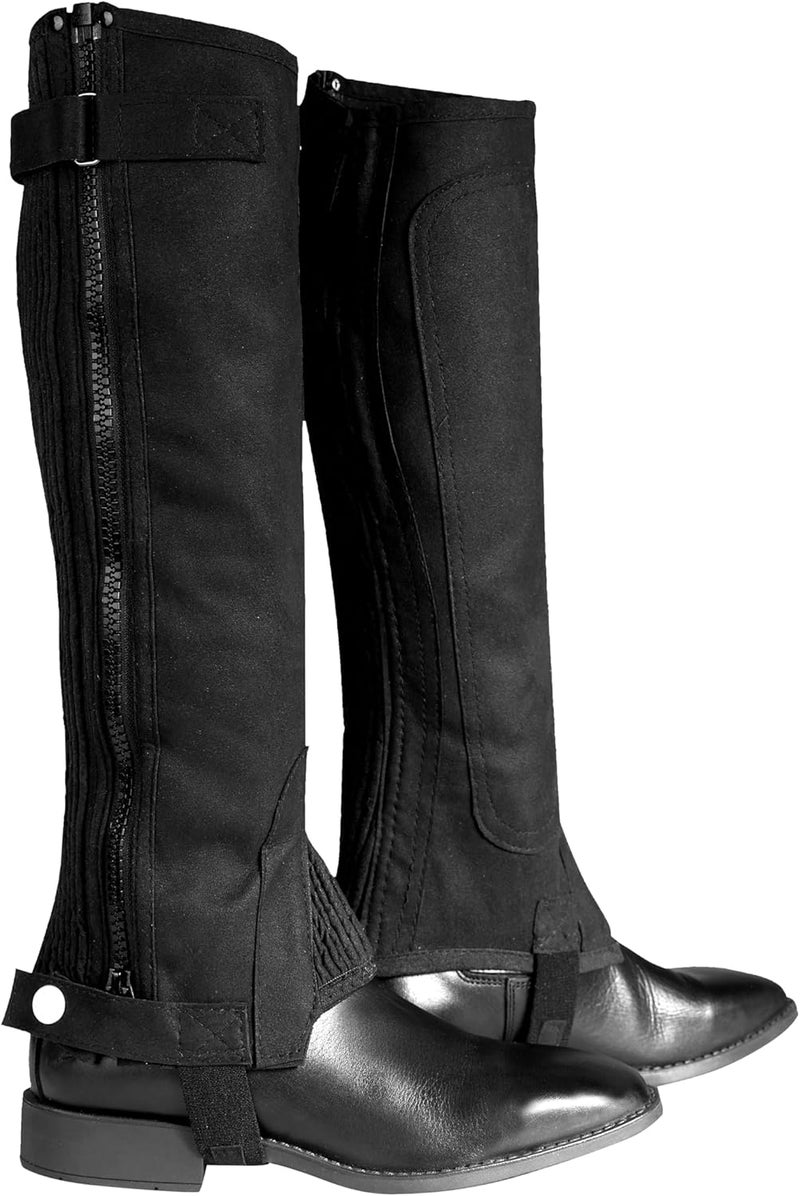 horze Amara Adult Equestrian Half Chaps | Synthetic Leather Zip-Up Pair | Accurate Size Chart in Images - Image 1