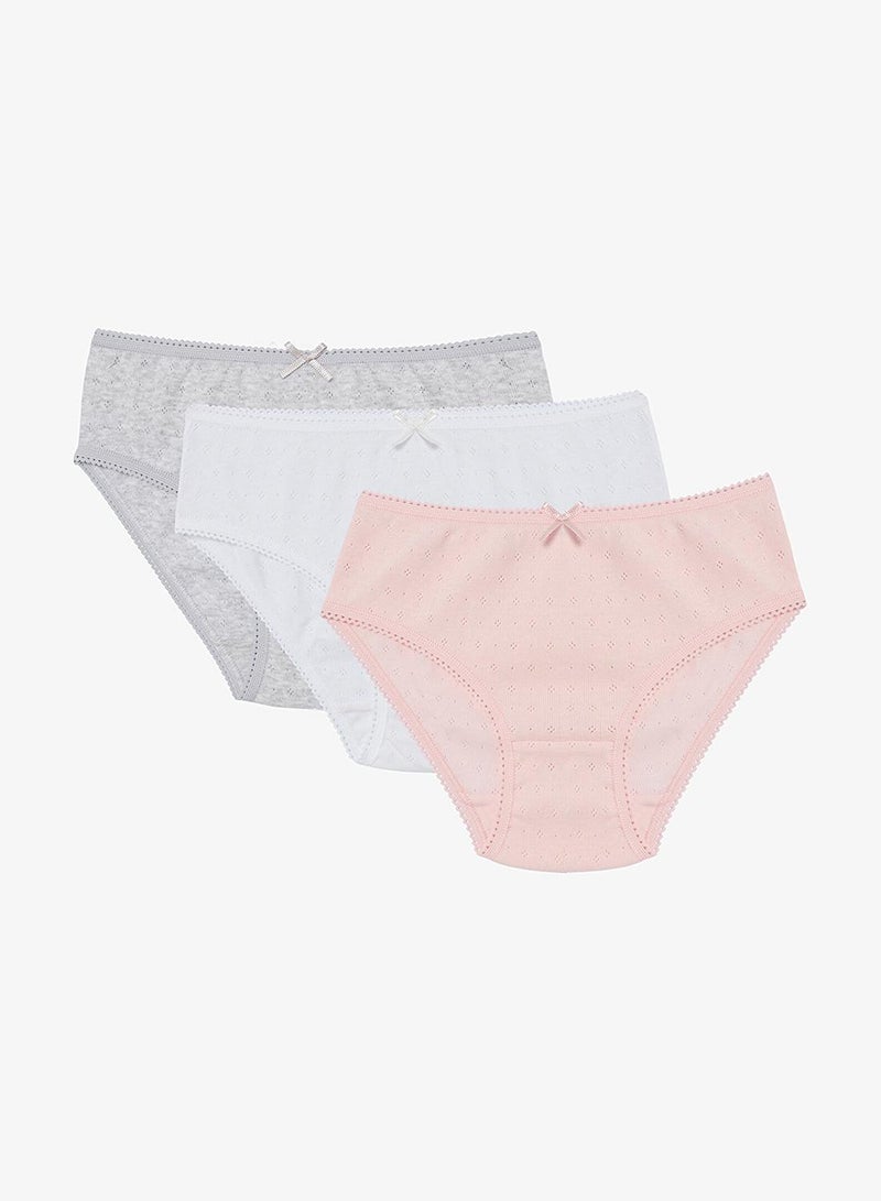 Penti Girl's Cotton Everyday Pointelle 3-pack Brief - Mix - Image 1