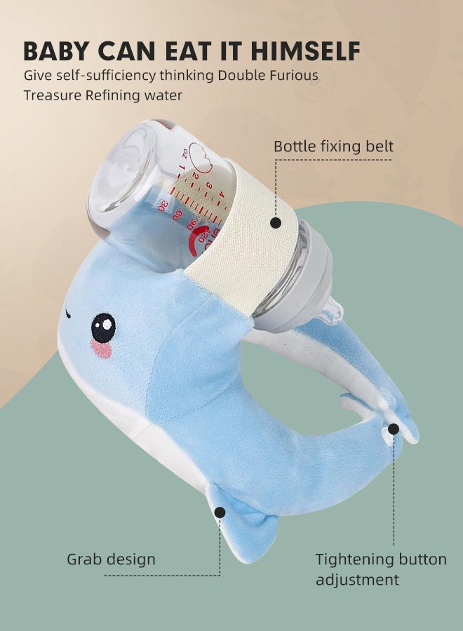 سوفت تاتش وسادة الرضاعة الطبيعية للطفل، حامل زجاجة الطفل، وسادة تغذية لحديثي الولادة، وسادة دعم الرضاعة المحمولة، حامل زجاجة الطفل مع حزام خصر قابل للتعديل (أزرق) - Image 4