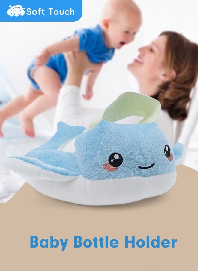 سوفت تاتش وسادة الرضاعة الطبيعية للطفل، حامل زجاجة الطفل، وسادة تغذية لحديثي الولادة، وسادة دعم الرضاعة المحمولة، حامل زجاجة الطفل مع حزام خصر قابل للتعديل (أزرق) - Image 1