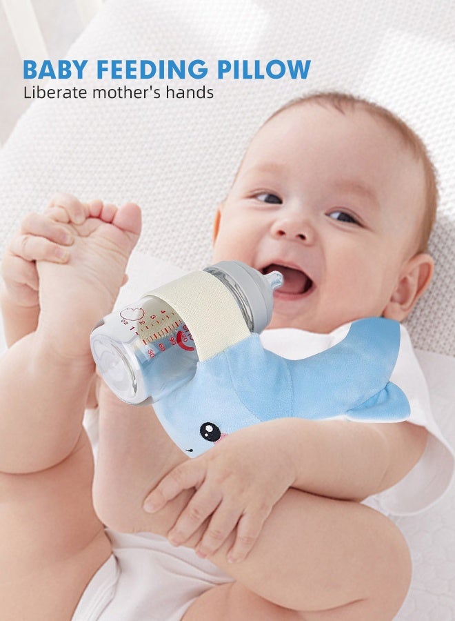 سوفت تاتش وسادة الرضاعة الطبيعية للطفل، حامل زجاجة الطفل، وسادة تغذية لحديثي الولادة، وسادة دعم الرضاعة المحمولة، حامل زجاجة الطفل مع حزام خصر قابل للتعديل (أزرق) - Image 3