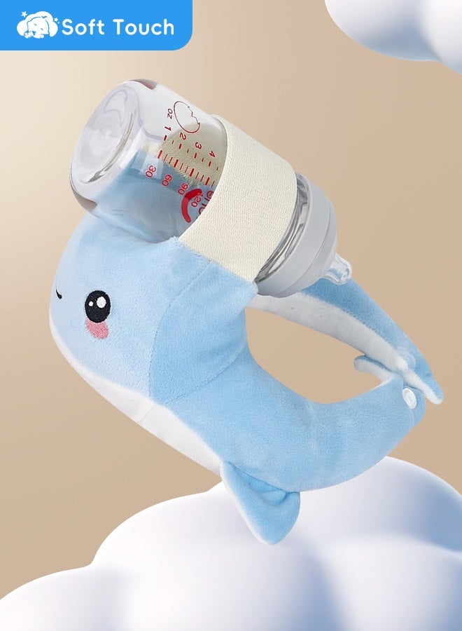 سوفت تاتش وسادة الرضاعة الطبيعية للطفل، حامل زجاجة الطفل، وسادة تغذية لحديثي الولادة، وسادة دعم الرضاعة المحمولة، حامل زجاجة الطفل مع حزام خصر قابل للتعديل (أزرق) - Image 2
