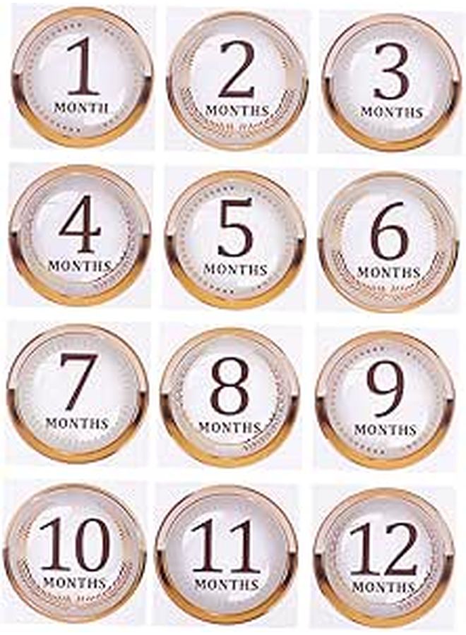 Monthly Milestone Stickers For Boys Photo Prop Labels For Newborns Capturing Growth Gray Style - Image 1