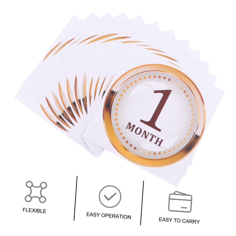 Monthly Milestone Stickers For Boys Photo Prop Labels For Newborns Capturing Growth Gray Style - Image 3