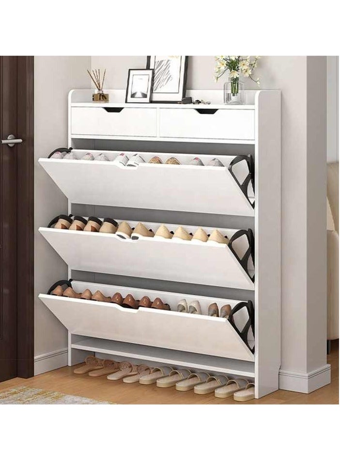 LEDIN - Shoe Storage Cabinet with 3 Flip and 2 Sliding Drawers, Freestanding Organizer for Entryway, Narrow Shoe Rack Cabinet (white 100 * 17 * 125CM) - Image 1