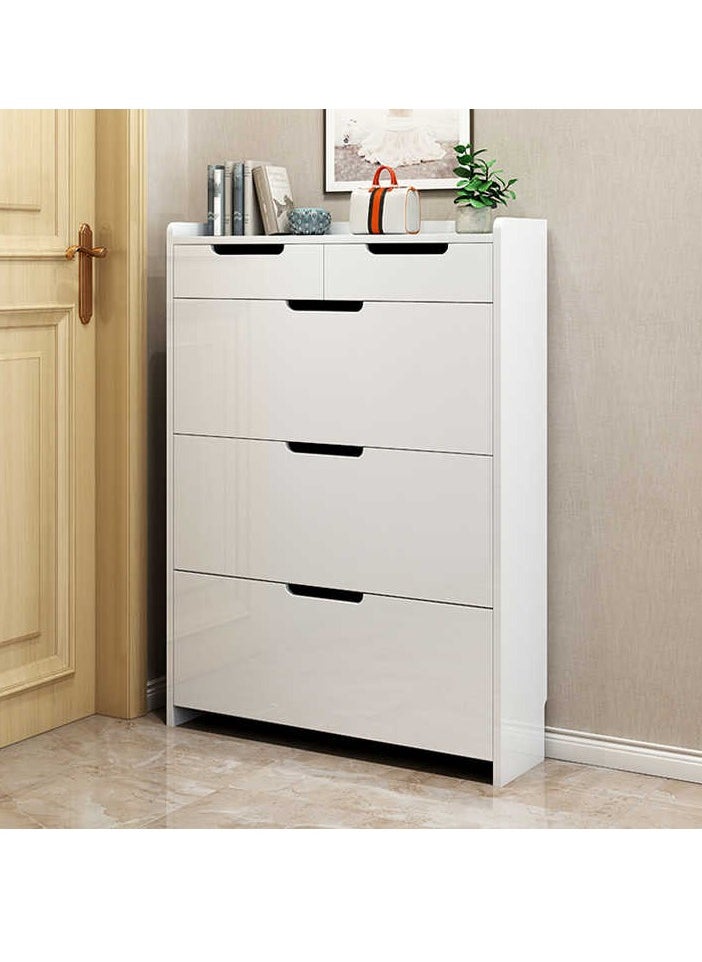 LEDIN - Shoe Storage Cabinet with 3 Flip and 2 Sliding Drawers, Freestanding Organizer for Entryway, Narrow Shoe Rack Cabinet (white 100 * 17 * 125CM) - Image 1