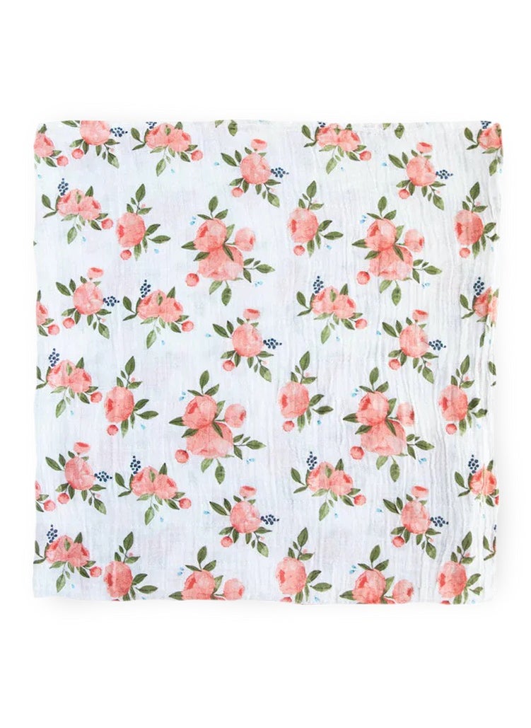 little unicorn 3-Pack Cotton Muslin Swaddle Watercolor Roses 2  - Image 3