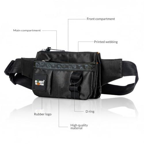 MONKEY TROOPERS Pockit Waist Bag, Crossbody, Chest Bag for Men Women Girls Boys, Lightweight, Durable, Travel, Hikking, Casual, Dailyuse, Water Resistant (Black) - Image 4