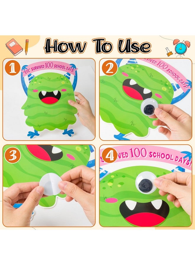 BeYumi Monster Eye Sticker Scene - 12Pcs 100 Days of School Googly Eye Sticker Craft Kit for Kids Make Your Own Monster Art Craft 100th Day of School Party Favor Preschool Classroom Activities - Image 3