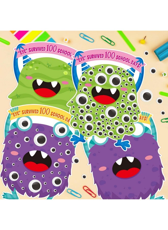 BeYumi Monster Eye Sticker Scene - 12Pcs 100 Days of School Googly Eye Sticker Craft Kit for Kids Make Your Own Monster Art Craft 100th Day of School Party Favor Preschool Classroom Activities - Image 4