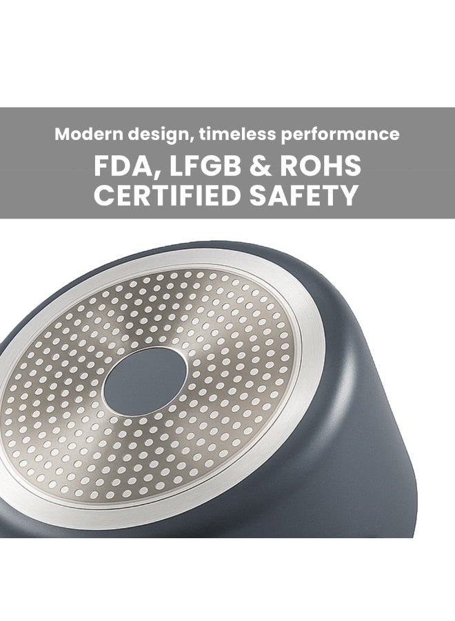 3Diamonds Non Stick Induction With Glass Lid Premium Aluminum Cast Large 24 cm (4.2L) Double Layer BPA,FDA Certificated Nonstick Coating Stockpot Cookware - Image 2