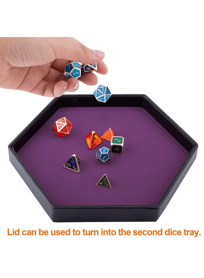 SIQUK Dice Tray with Lid Hexagon Dice Rolling Tray Dice Holder for Dice Games Like RPG, DND and Other Table Games, Purple - Image 4