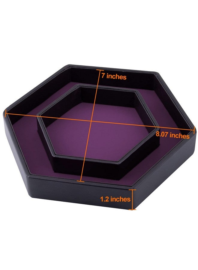 SIQUK Dice Tray with Lid Hexagon Dice Rolling Tray Dice Holder for Dice Games Like RPG, DND and Other Table Games, Purple - Image 3