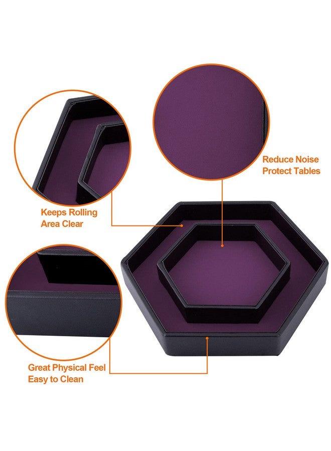 SIQUK Dice Tray with Lid Hexagon Dice Rolling Tray Dice Holder for Dice Games Like RPG, DND and Other Table Games, Purple - Image 2