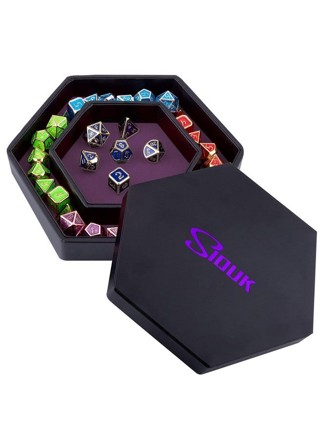 SIQUK Dice Tray with Lid Hexagon Dice Rolling Tray Dice Holder for Dice Games Like RPG, DND and Other Table Games, Purple - Image 1