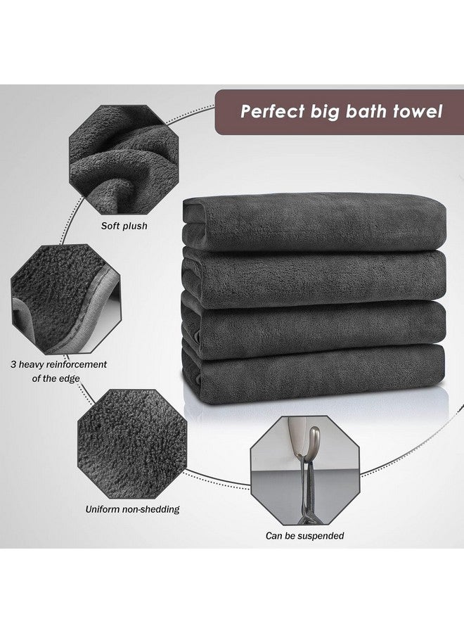 MAXOSHINE Microfiber Bath Towel/Hair Wrap Combo-Soft Super Absorbent Towels for Bath with Hook-Quick Dry Towel for Women and Men (1 Bath Towel +1 Hair Wrap Combo-Grey) - Image 4