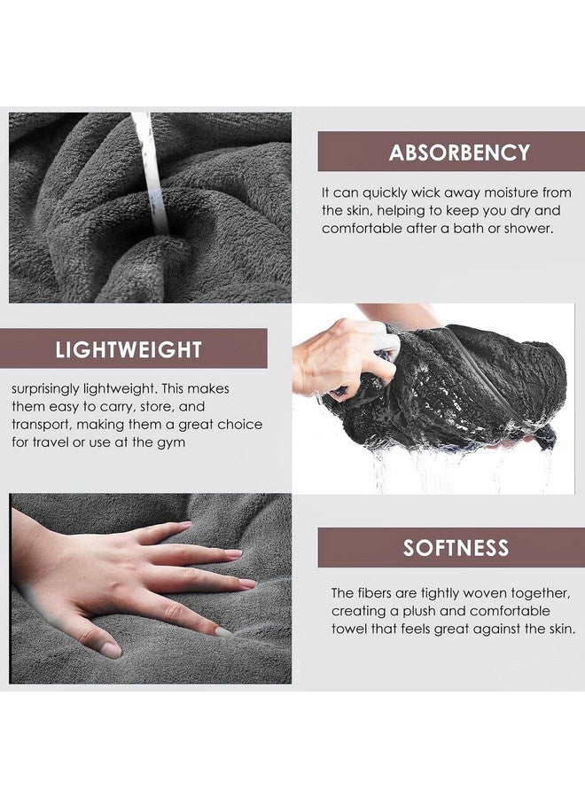 MAXOSHINE Microfiber Bath Towel/Hair Wrap Combo-Soft Super Absorbent Towels for Bath with Hook-Quick Dry Towel for Women and Men (1 Bath Towel +1 Hair Wrap Combo-Grey) - Image 2
