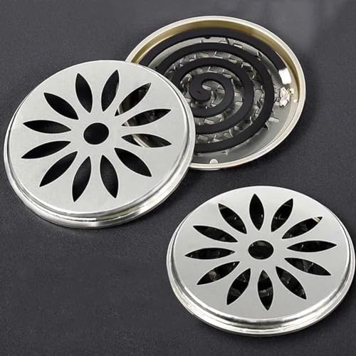 Styxon Stainless_Steel Mosquito Coil Holder, Mosquito Coil Incense Burner With Cover For Outdoor Use, Deck, Patio, Pool Side, Camping, Hiking And Fishing | Pack - 4,Silver - Image 4