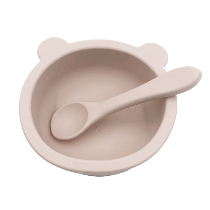Silicone Baby Bowls: Light Pink, Strong Suction Base - Curved Grip Spoon, Food Grade Material for 6+ Months Self-Feeding Babies - Image 1