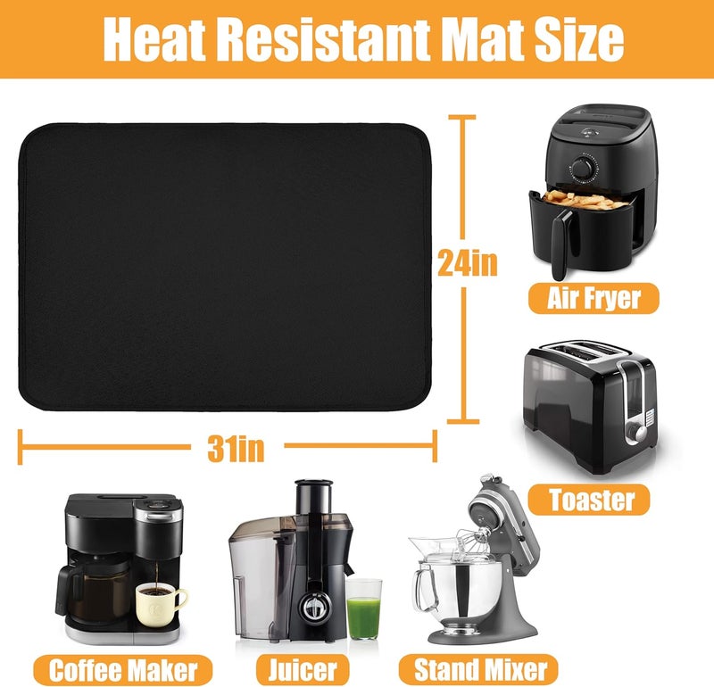 Amerbro Air Fryer Mat for Air Fryer, 24 x 36in Heat Resistant Mat for Countertop, Fireproof Silicone Countertop Protector Appliance Slider Mat for Air Fryer, Coffee Maker, Toaster, Oven (Black) - Image 5
