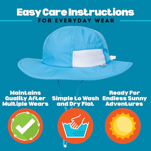SwimZip Wide Brim Sun Hat | UPF 50+ Protection for Baby, Toddler, and Kids Aqua - Image 5
